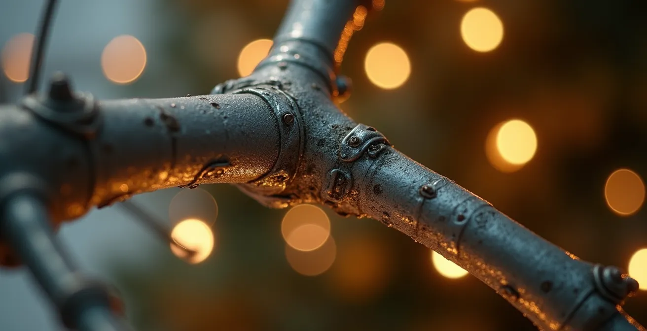 Détails des finitions métalliques d'un sapin en aluminium